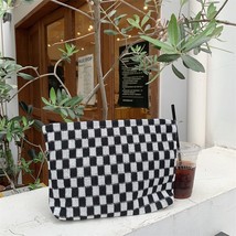 Fashion Colorful Checkerd Clutch Makeup Bag Korean  Cosmetic Storage Bag Large C - £46.17 GBP