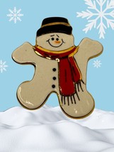 Snowman Pin Brooch Christmas Holidays Vintage Arms Extended Red Scarf 2.25 inch - £11.73 GBP