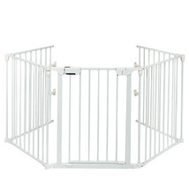 115 Inch Length 5 Panel Adjustable Wide Fireplace Fence-White - Color: White - £120.36 GBP