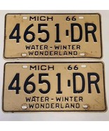 1966 ORIGINAL MICHIGAN WONDERLAND STATE MATCHED PAIR LICENSE PLATES SET 4651 DR - £22.56 GBP