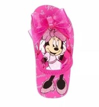 Minnie Mouse Girls Slip On Flip Flops Size 9/10 W Back Strap Pink Glitter NEW - £9.27 GBP