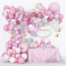 Butterfly Pink Balloons Garland Arch Kit Baby Shower Decorations For Girl, Metal - $20.99