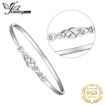 JewelryPalace Irish Celtic Knot 925 Sterling Silver Bangles Bracelet for Women F - £38.71 GBP