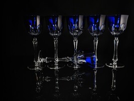 Faberge Regency Goblets in Cobalt  Blue Crystal image 6