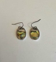 Vintage Pearlescent Simulated Abalone Earrings 1970s Costume Fashion Jew... - $18.23