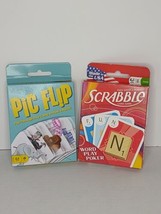 Scrabble &amp; Pic Flip Card Games by Hasbro Card Packs New and Sealed (H) - £17.40 GBP