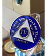 4 Year AA Medallion Blue Tri-plate Sobriety Chip - $19.99
