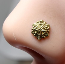 Indian Brass Piercing nose Stud Antique gold finish Push Pin nose ring - £13.20 GBP