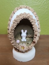 Vintage Easter Spring Egg Sugar Diorama Panoramic Brown Theme Rabbit Flo... - £22.17 GBP