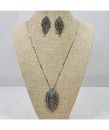 Vintage Classy Party Bling 2.5&quot; Pendant 22&quot; Necklace 1.75&quot; Push Earrings - $29.00