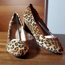 Forever Link Pumps Size 5.5 Leopard Cougar Wedge Flocked Cushion Sole - £19.29 GBP