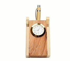 Wooden Handmade Pen Stand Pen Holder with Digital Clock for Official use - £14.14 GBP