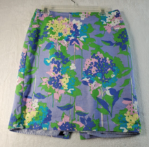 Tommy Hilfiger Skirt Womens Size 10 Purple Floral Print 100% Cotton Back Zipper - £15.09 GBP