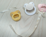 Baby Doll Pink white heart yellow pacifier lot 3 Replacement Toys 2 w/ r... - £11.89 GBP
