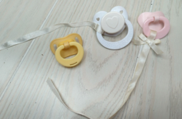 Baby Doll Pink white heart yellow pacifier lot 3 Replacement Toys 2 w/ r... - $14.84