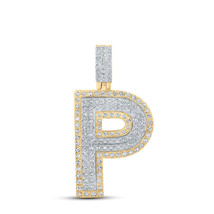 10kt Two-tone Gold Mens Round Diamond P Initial Letter Pendant 1/2 Cttw - £446.99 GBP
