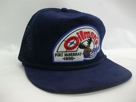 Oilmen&#39;s Open 1995 Curling Moose Patch Hat Vintage Blue Snapback Trucker Cap - £15.80 GBP