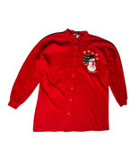 Vintage Womens Endless Designs Red Christmas Snowman Sweatshirt Jacket S... - $28.70