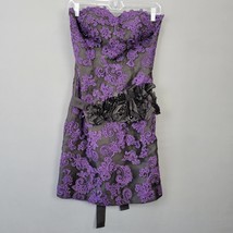 Love Women Dress Size 8 Purple Black Mini Goth Lace Strapless Dark Cottage Zip - £16.51 GBP