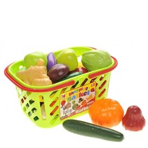 Fruits And Vegetables Shopping Basket Grocery Play Food Set For Kids - £27.96 GBP