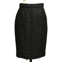 CHANEL Black Skirt Tweed Jacket Fantasy Pencil Straight Fantasy Zipper S... - £682.59 GBP