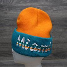 Miami Hat Mens One Size Casual Beanie Knit Embroidered Blue Orange Dolphins - $18.69