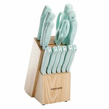 14pc Stainless Steel Knife Set Glacier Blue W/Wood Block 14 Piece - £45.40 GBP