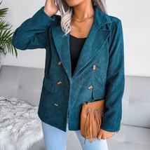 Double-breasted Suit Jacket Corduroy Coats Women Jackets Thick Women Clothing Sl - £173.93 GBP