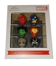 Hallmark Marvel 6 Piece Mini Christmas Tree Ornament Set SPIDER-MAN Iron Man - £7.90 GBP