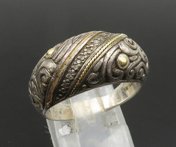 EFFY 925 Silver &amp; 18K GOLD - Vintage Genuine Diamonds Dome Ring Sz 9.5 - RG24530 - £257.61 GBP