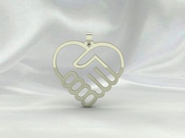 925 Sterling Silver Unique Ukraine Heart Design Pendant Necklace Jewelry - £39.14 GBP