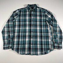 J Crew Button Down Shirt Mens M Blue Green Gray Plaid Cotton Collar - £11.66 GBP
