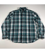 J Crew Button Down Shirt Mens M Blue Green Gray Plaid Cotton Collar - £11.85 GBP