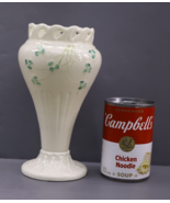 Belleek Shamrock Vase Pierced Top 6Th Green Mark 1965 - 1980  8&quot; - $47.99