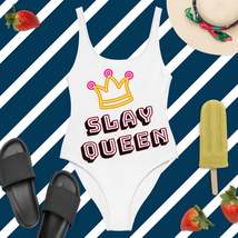 Crowned Slay Queen White One-Piece Swimsuit - £40.19 GBP