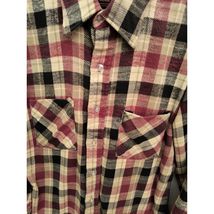 Sutton Men Clothing large red black flannel long sleeve button up shirt  - $6.00