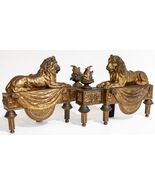 19th Century Pair of Ormolu Lion Chenets Solid Gorgeous! - €2.125,37 EUR