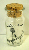 Wheaton Glass Onion Salt Vtg 1970&#39;s Botanical Art Clear Glass Cork Top Spice Jar - £18.07 GBP