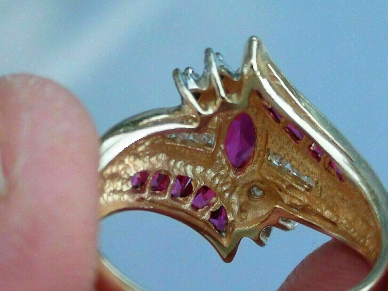 2.50Ct Marquise Cut CZ Red Ruby Engagement Ring 14K Yellow Gold Plated Item image 3