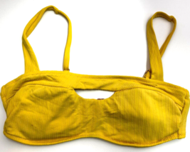 Keyhole Ribbed Bralette Swim Bikini Top Shade &amp; Shore Yellow Womens size S - $5.00