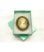 Cameo Brooch Pin/Pendant, Right Facing, Blue Background, Gold Bezel, JWL... - £7.64 GBP