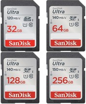 SanDisk Ultra SD Memory Card SDHC Class 10 - 32GB/64GB/128GB/256GB for Cameras - £7.70 GBP+