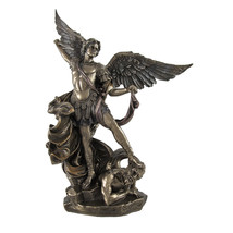 Bronzed St. Michael Defeating Lucifer Statue 10 In. - £54.48 GBP