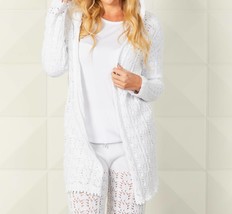 French Kyss crochet long hoodie cardigan in White - £46.72 GBP