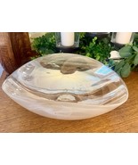 Murano-Style Italian Art Glass Bowl - White Swirl &amp; Clear -13&quot; Handcraft... - $982.20 MXN