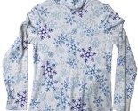 VTG Ugly Christmas Sweater TURTLE NECK Blue Glitter Snowflakes Sz S - £15.81 GBP