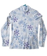 VTG Ugly Christmas Sweater TURTLE NECK Blue Glitter Snowflakes Sz S - £15.93 GBP
