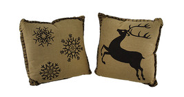 Zeckos Prancer and Snowflakes Decorative Throw Pillow Set - £18.02 GBP