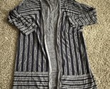 Easywear by Chicos Cardigan Womens Size 2 Open Front Striped Flowy Long ... - $14.01