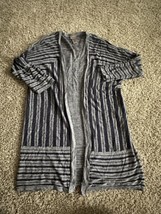 Easywear by Chicos Cardigan Womens Size 2 Open Front Striped Flowy Long Sleeve - £11.20 GBP